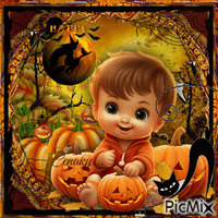 Bébé d'Halloween - tons noir et orange - Darmowy animowany GIF