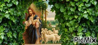 jezus z owcami - GIF animado grátis