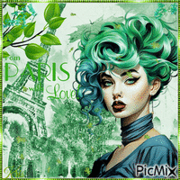 Femme aux cheveux verts - Бесплатный анимированный гифка