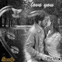 Amor bajo la lluvia - GIF animé gratuit