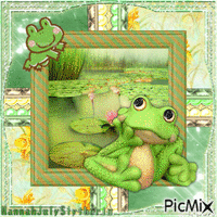 {♥♦♥}Cute Froggy in Spring{♥♦♥} animovaný GIF