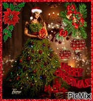 Christmas tree dress - GIF animé gratuit