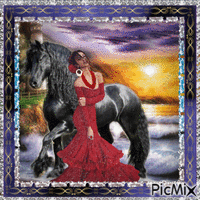 Contest  Woman and horse - Besplatni animirani GIF