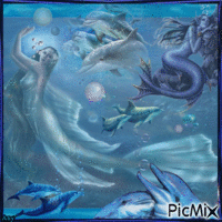 Sirènes et dauphins..... GIF animata
