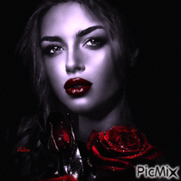 Mujer con rosas rojas - Ilmainen animoitu GIF