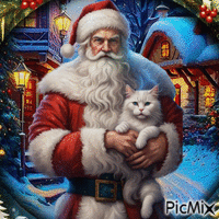Santa Claus ama a los animales - GIF เคลื่อนไหวฟรี