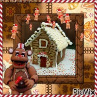 {#=#}Gingerbread Freddy & Gingerbread House{#=#} geanimeerde GIF