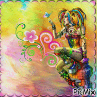 femme multicolor - Бесплатни анимирани ГИФ