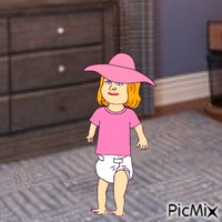 Baby posing in hat and pink shirt GIF animado