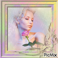 Pastel Girl with Rose - Gratis geanimeerde GIF