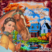 Vintage Frau mit Pferd