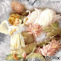 L'ange et les cygnes par BBM GIF animé