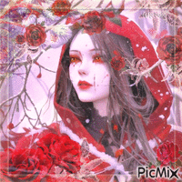 Witch and red roses - GIF animasi gratis