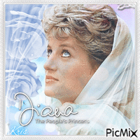 Princesse Diana - Aquarelle blanche et bleue