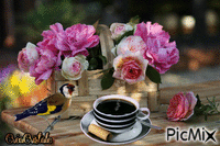 Café fleuris - GIF animasi gratis