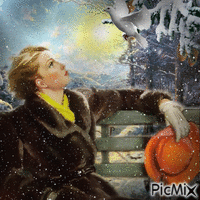 Frau im Winter - Weinlese - GIF animado grátis