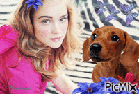 Fille & chien Animated GIF