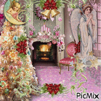 Christmas Tree & Angels - Bezmaksas animēts GIF