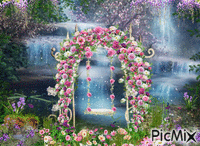 Sweet Waterfall Garden - Free animated GIF