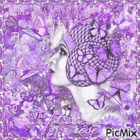 Woman and butterflies - Purple/pink tones
