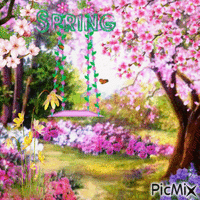 Spring printemps - GIF animé gratuit