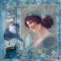 vintage lady in blue