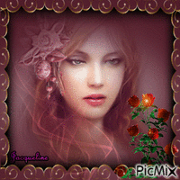 superbe femme et superbes roses geanimeerde GIF