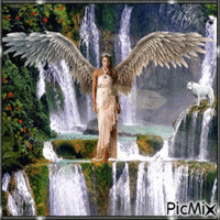 Angel in the waterfalls animasyonlu GIF