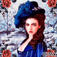 Woman in blue 2 动画 GIF