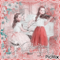 Piano music vintge children girl - Nemokamas animacinis gif