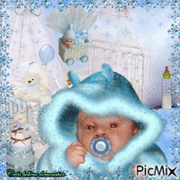 HD bébé sur fond bleu - Free animated GIF