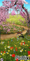 Con árboles rosados GIF animata