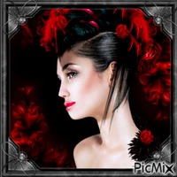 Ritratto di Donna nero e rosso - png gratis