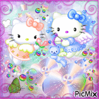 Hello Kitty - Ange chibi - Nemokamas animacinis gif