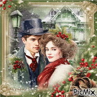 Couple de Noël vintage - Gratis geanimeerde GIF