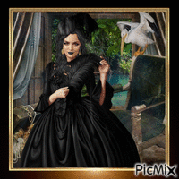 Retrato de una dama de negro - GIF animado grátis