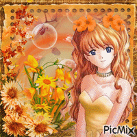 Concours : Fleurs manga - Tons oranges - GIF animé gratuit