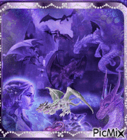 Woman with a dragon fantasy in purple