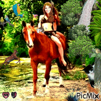 Woman and Horse Gif Animado