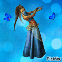 Belly dancer and butterflies - GIF animé gratuit