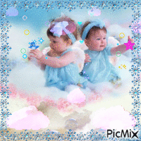 Bébés en rose et bleu - GIF animé gratuit