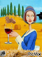 Mientras, una copa de vino - GIF animate gratis