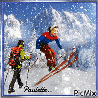 skieur en hiver - GIF animé gratuit