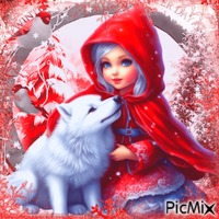 Petite fille et son loup en hiver / concours