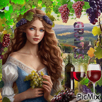 Wein, Frau mit Trauben