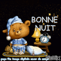 bonne nuit petit ours - GIF animé gratuit