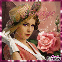 portrait d'une femme vintage rose