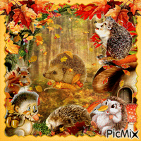 Hedgehogs in Autumn(leaves)