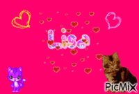lisa et le chat - Zdarma animovaný GIF