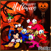 Donald Duck et ses neveux - Joyeux Halloween - Gratis animerad GIF